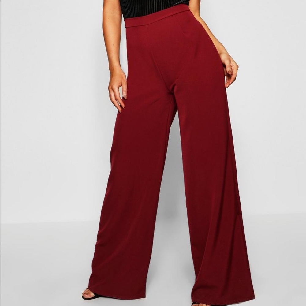 Burgundy high waist trousers